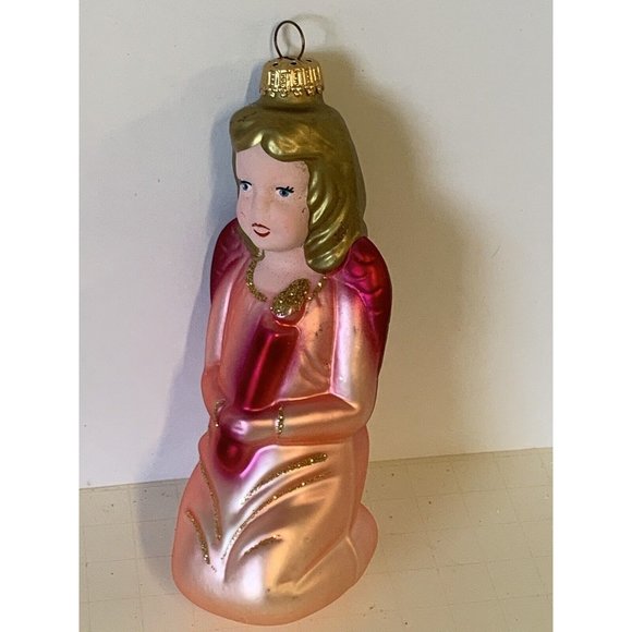 RARE Vintage Pink Blown Mercury Glass Angel Christmas Ornament Hand Painted - Picture 2 of 8
